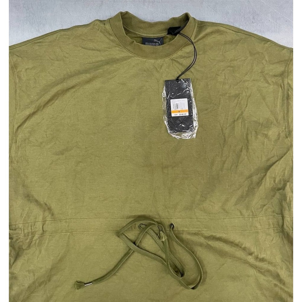 Puma Fenty by Rihanna Short Sleeve Top Womens Small Green Drawstring Waist NWT - Picture 3 of 15